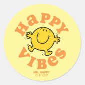 Happy Vibes Runder Aufkleber (Vorderseite)