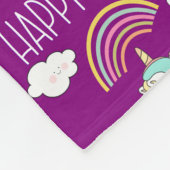 Happy Vibes Typografie Lächeln Einhornmuster Fleecedecke (Ecke)