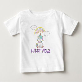 Happy Vibes Typografie Niedlich Lächeln Einhorn Baby T-shirt