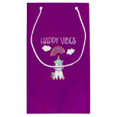 Happy Vibes Typografie Niedlich Lächeln Einhorn Kleine Geschenktüte (Rückseite)