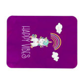 Happy Vibes Typografie Niedlich Lächeln Einhorn Magnet (Horizontal)