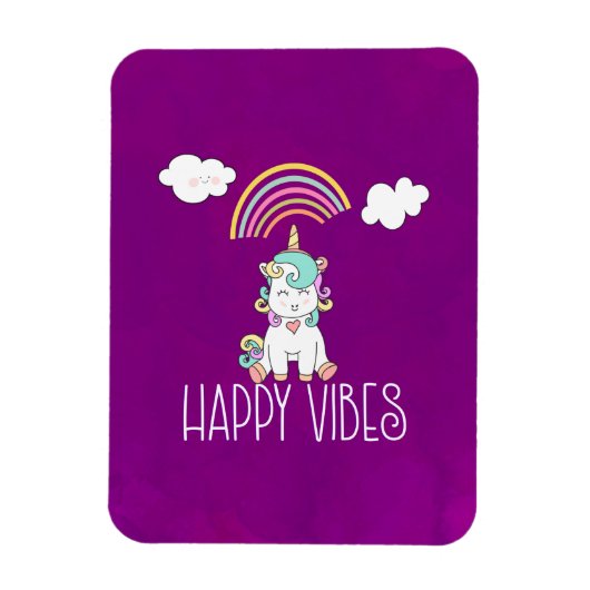 Happy Vibes Typografie Niedlich Lächeln Einhorn Magnet (Vertikal)