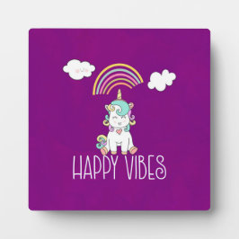 Happy Vibes Typografie Phantastisch Rainbow & Unic Fotoplatte