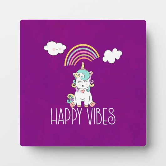 Happy Vibes Typografie Phantastisch Rainbow & Unic Fotoplatte (Vorderseite)