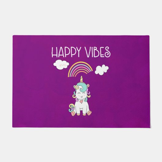Happy Vibes Typografie Phantastisch Rainbow & Unic Fußmatte (Vorderseite)