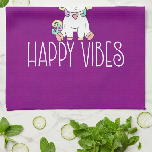 Happy Vibes Typografie Phantastisch Rainbow & Unic Geschirrtuch (Gefaltet)