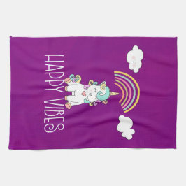 Happy Vibes Typografie Phantastisch Rainbow & Unic Geschirrtuch