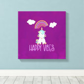 Happy Vibes Typografie Phantastisch Rainbow & Unic Leinwanddruck (Insitu (Holzboden))