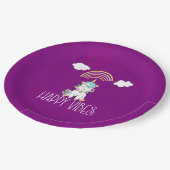 Happy Vibes Typografie Phantastisch Rainbow & Unic Pappteller (Schrägansicht)