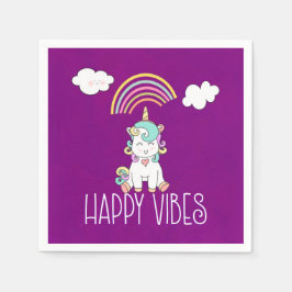 Happy Vibes Typografie Phantastisch Rainbow & Unic Serviette