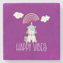 Happy Vibes Typografie Phantastisch Rainbow & Unic Steinuntersetzer