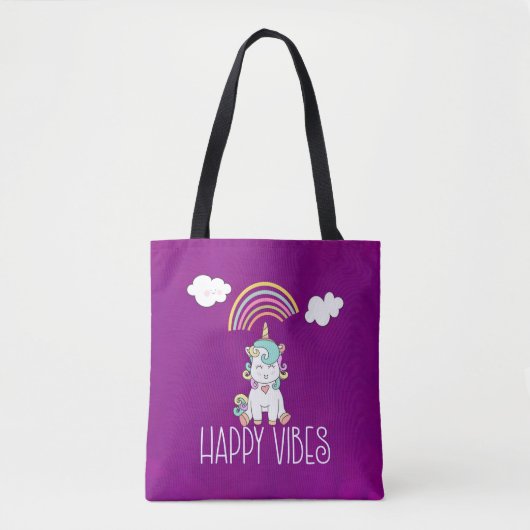 Happy Vibes Typografie Phantastisch Rainbow & Unic Tasche (Vorderseite)