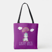 Happy Vibes Typografie Phantastisch Rainbow & Unic Tasche (Rückseite)