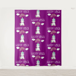 Happy Vibes Typografie Phantastisch Rainbow & Unic Wandteppich