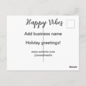 Happy vibes Weihnachtsfeiertage Grußgeschäft Postkarte (Rückseite)