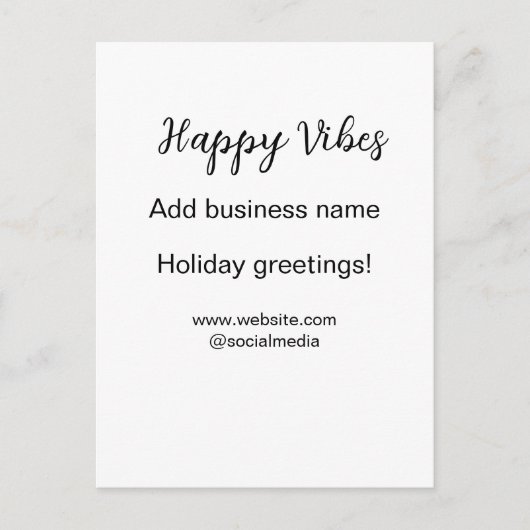 Happy vibes Weihnachtsfeiertage Grußgeschäft Postkarte (Vorderseite)