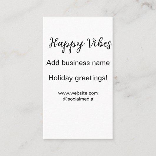Happy vibes Weihnachtsfeiertage Grußgeschäft Visitenkarte (Vorderseite)