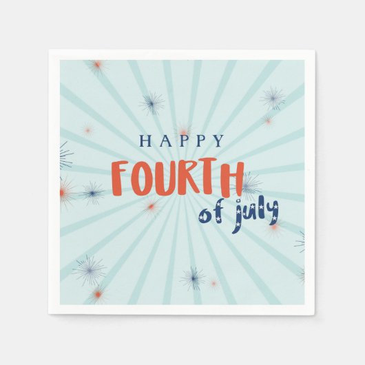Happy Vierte Feuerwerke 4. Juli Party Napkins Serviette (Vorderseite)
