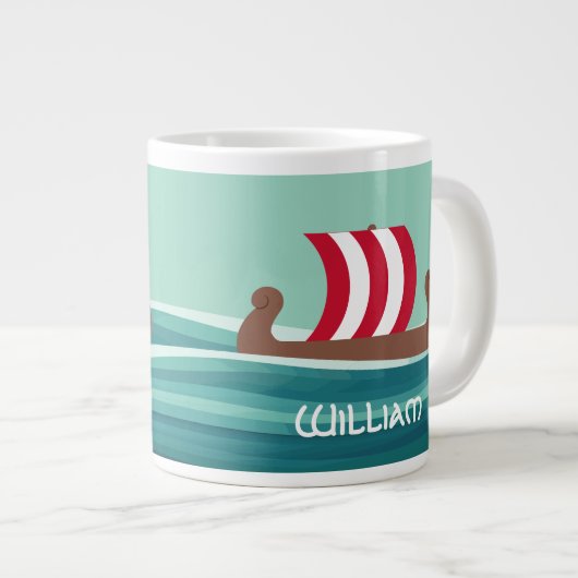 Happy Viking Ship Jumbo-Tasse (Vorderseite Rechts)