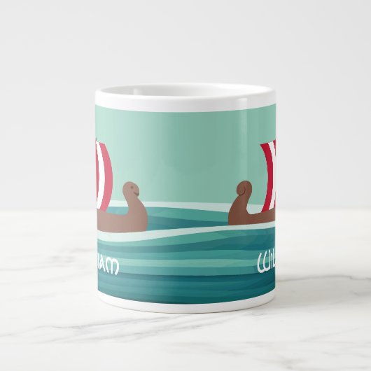 Happy Viking Ship Jumbo-Tasse (Vorderseite)