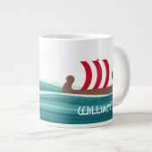 Happy Viking Ship Jumbo-Tasse (Vorderseite Rechts)