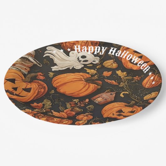 Happy Vintag Halloween Collection Pappteller (Schrägansicht)