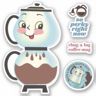 Happy Vintag Retro Kaffeekanne Perkolator Aufkleber