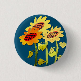 Happy Vintag SunFlowers Niedlich Blue Button