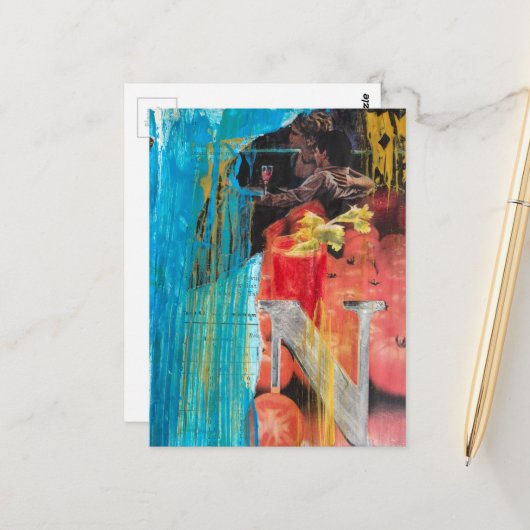 Happy Vintage Couple Date Night and Drinks Postkarte (Vorderseite/Rückseite Beispiel)