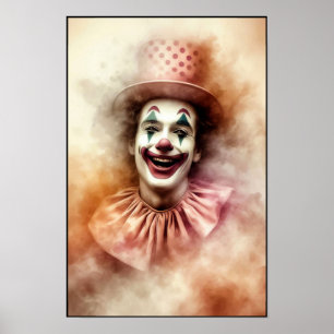Happy Vintage Wasserfarbe Clown mit einem fröhlich Poster