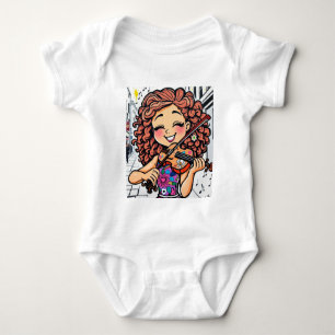 Happy Violin Girl Cartoon für Musikfans Baby Strampler
