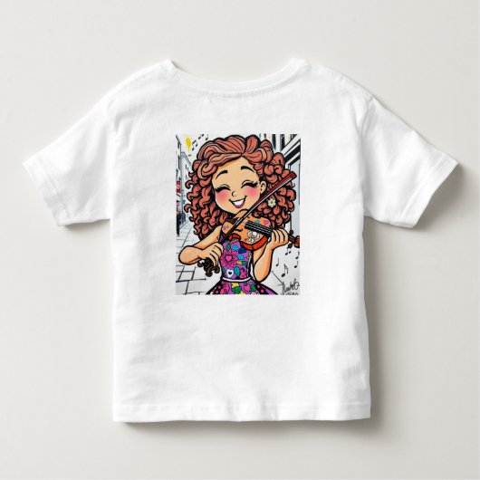 Happy Violin Girl Cartoon für Musikfans Kleinkind T-shirt (Rückseite)