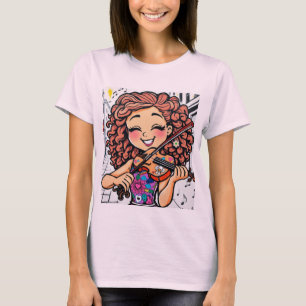 Happy Violin Girl Cartoon für Musikfans T-Shirt
