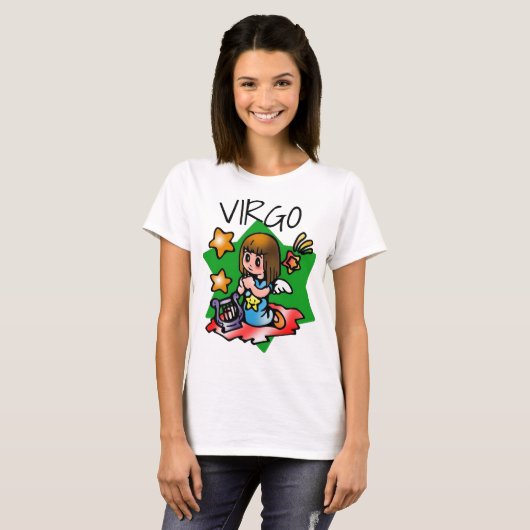 Happy Virgo Angel mit Harp T-Shirt (Vorne ganz)