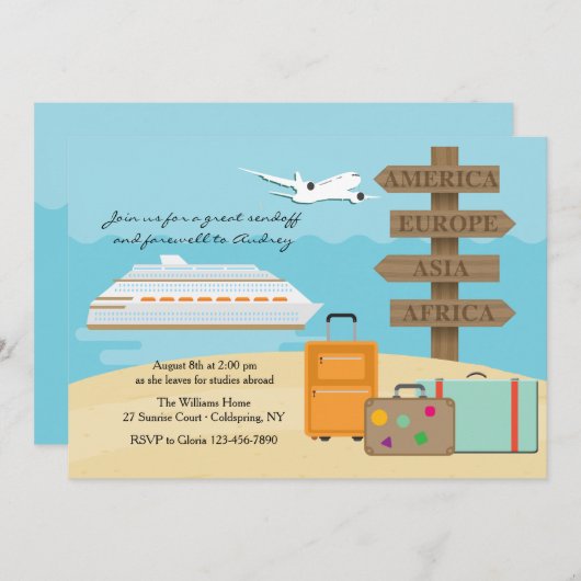 Happy Voyage Farewell Party Einladung (Vorne/Hinten)