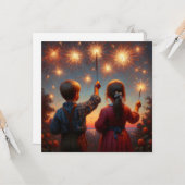 Happy Vurth Children mit Sparklern Personalisiert Karte (Vorderseite/Rückseite Beispiel)