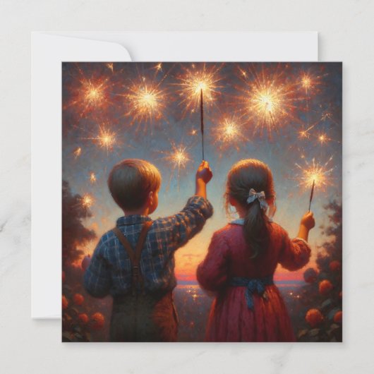 Happy Vurth Children mit Sparklern Personalisiert Karte (Vorderseite)