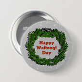 Happy Waitangi Day Fern Neuseeland Abzeichen Button (Vorne & Hinten)