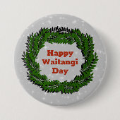 Happy Waitangi Day Fern Neuseeland Abzeichen Button (Vorderseite)