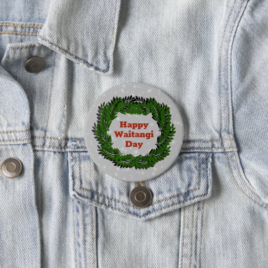 Happy Waitangi Day Fern Neuseeland Abzeichen Button (Beispiel)