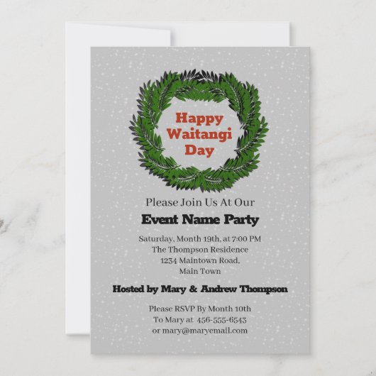 Happy Waitangi Day Fern Neuseeland Einladung (Vorderseite)