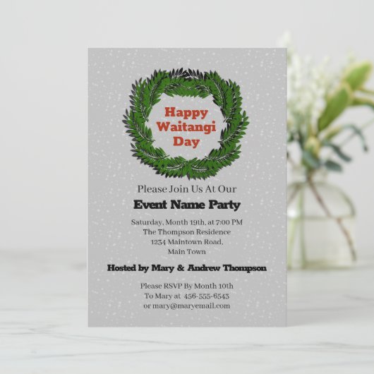 Happy Waitangi Day Fern Neuseeland Einladung (Stehend Vorderseite)