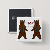 Happy Wandern im Freien Natur Grizzly Bär Button (Vorne & Hinten)
