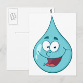 Happy Water Drop Cartoon-Charakter Postkarte (Vorne/Hinten)
