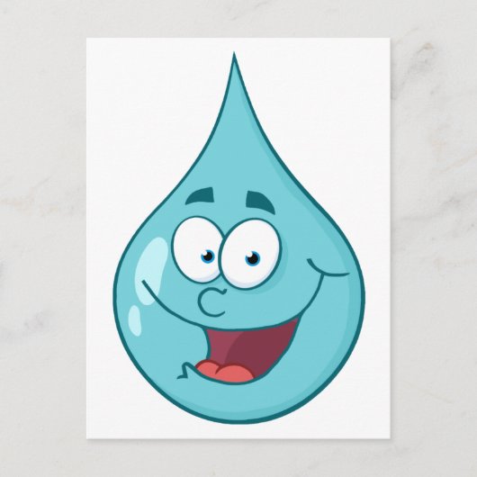 Happy Water Drop Cartoon-Charakter Postkarte (Vorderseite)