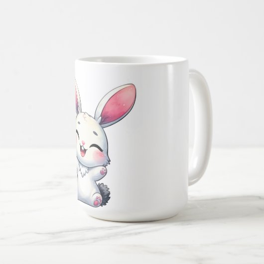 Happy Watercolor Bunny Kaffeetasse (VorderseiteRechts)