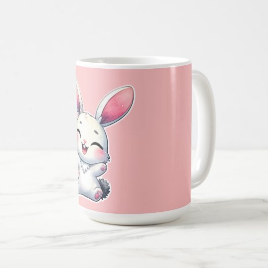 Happy Watercolor Bunny Kaffeetasse (VorderseiteRechts)