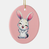 Happy Watercolor Bunny Keramik Ornament (Rechts)