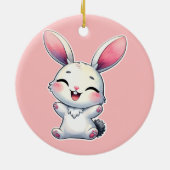 Happy Watercolor Bunny Keramik Ornament (Hinten)