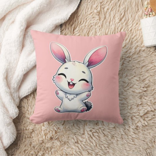 Happy Watercolor Bunny Kissen (Decke)